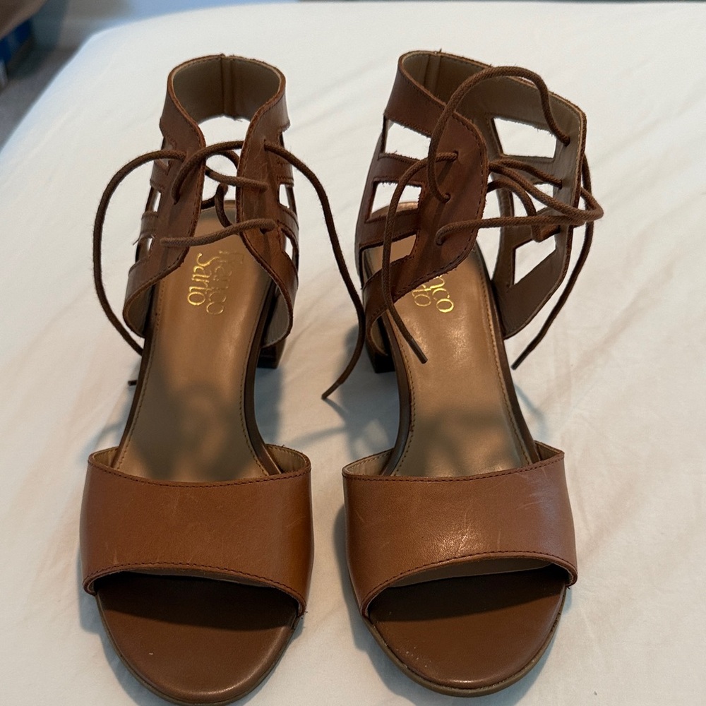 Franco Sarto Brown Leather Strappy Sandals